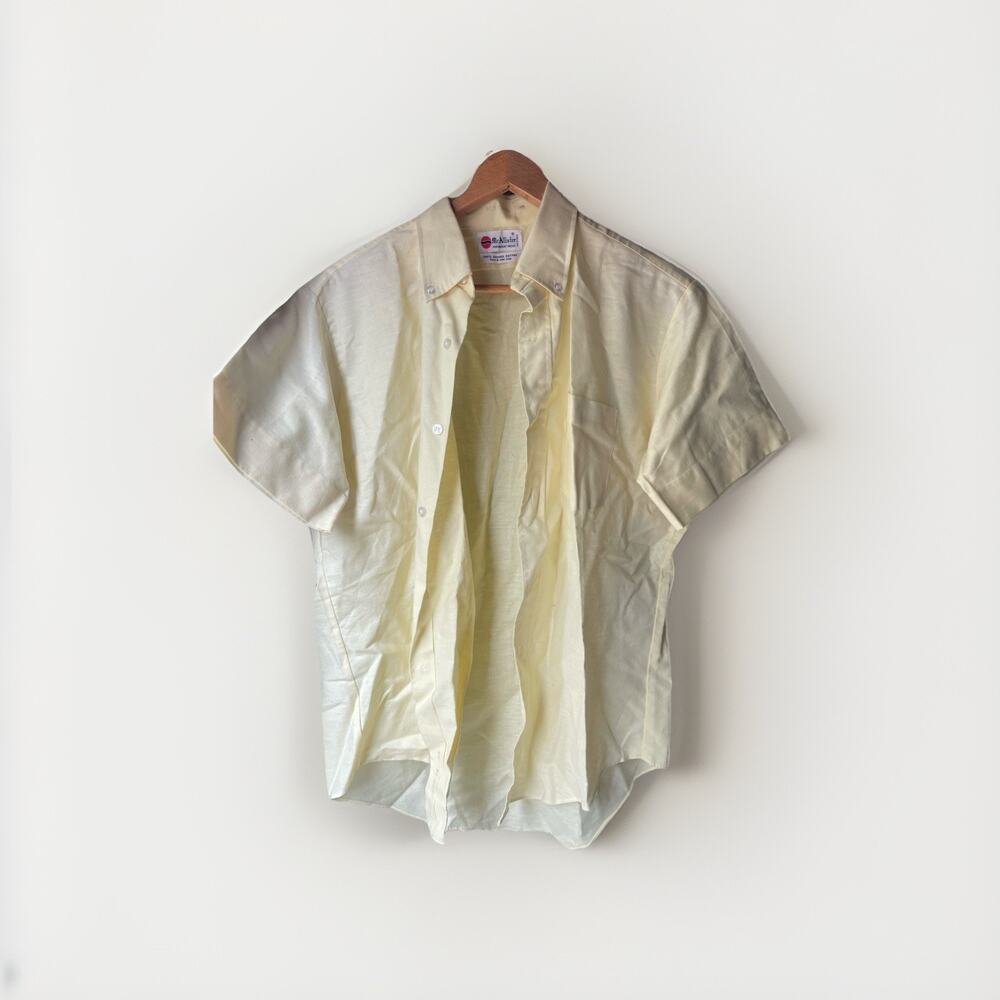 Vintage McAllister Men’s Yellow Short Sleeve Button-Up Shirt 100% Cotton